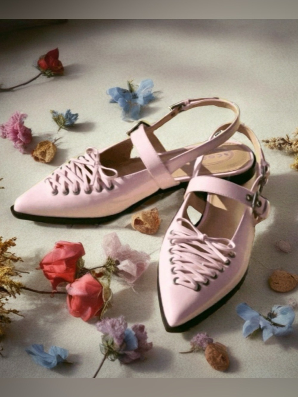 Scoop Pink Patent Corset Lace Slingback Flats Wide 7 NIB - Picture 4 of 8